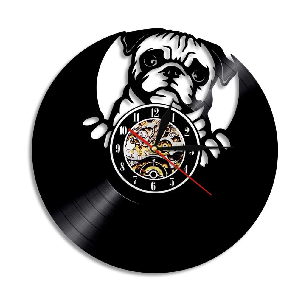 Cute Pug Vinyl Record Wall Clock