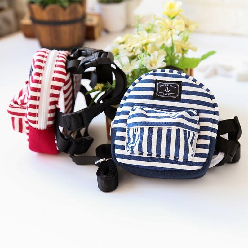Cute Striped Pet Travel Backpack with Harness Leash