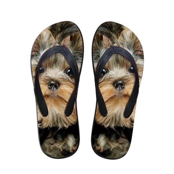 Cute Women Dog Print Beach Flip Flops Slipper Sandals