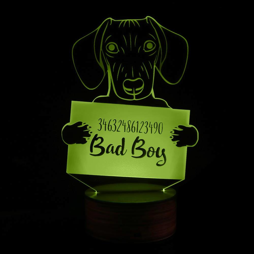 Dachshund Dog Mugshot 3D Light