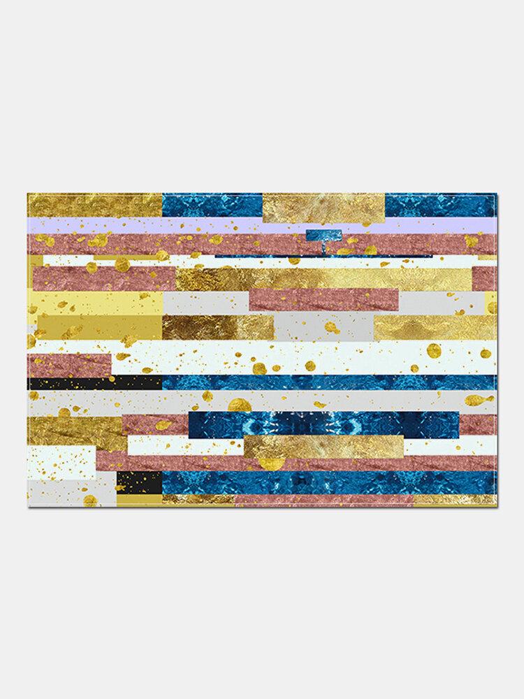 Abstract Striped Pattern Floor Mats Flannel Water Absorption Antiskid Floor Mat Bath Room Door Mat