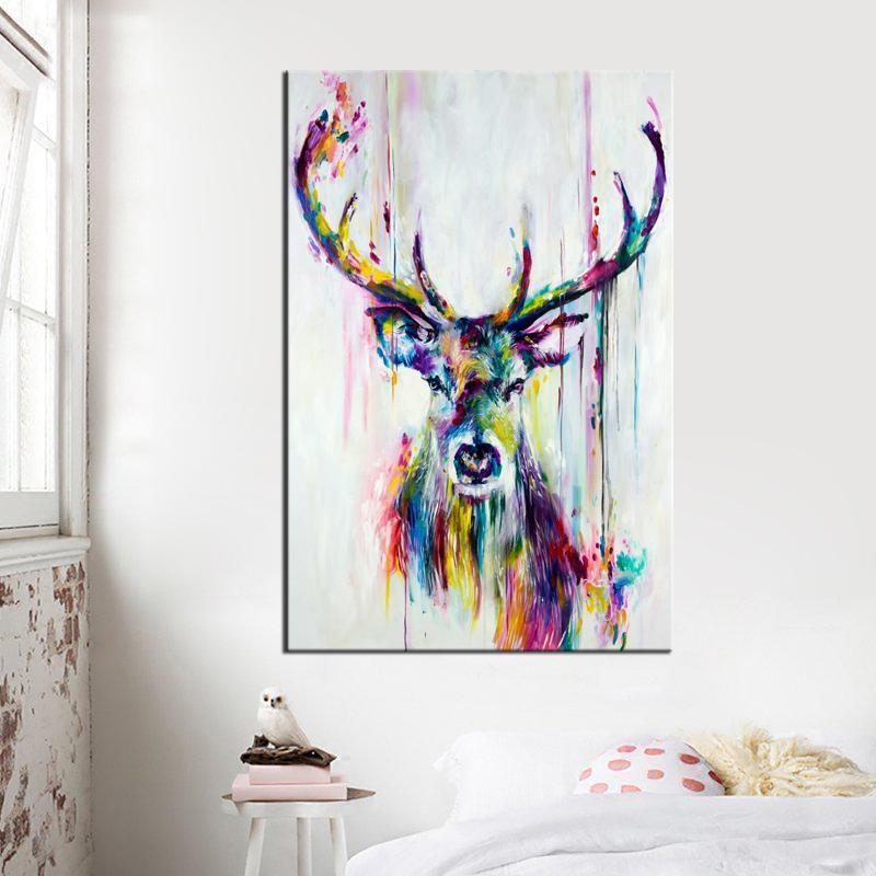 Wall Decor Colorful Deer Wall Art Multiple Sizes