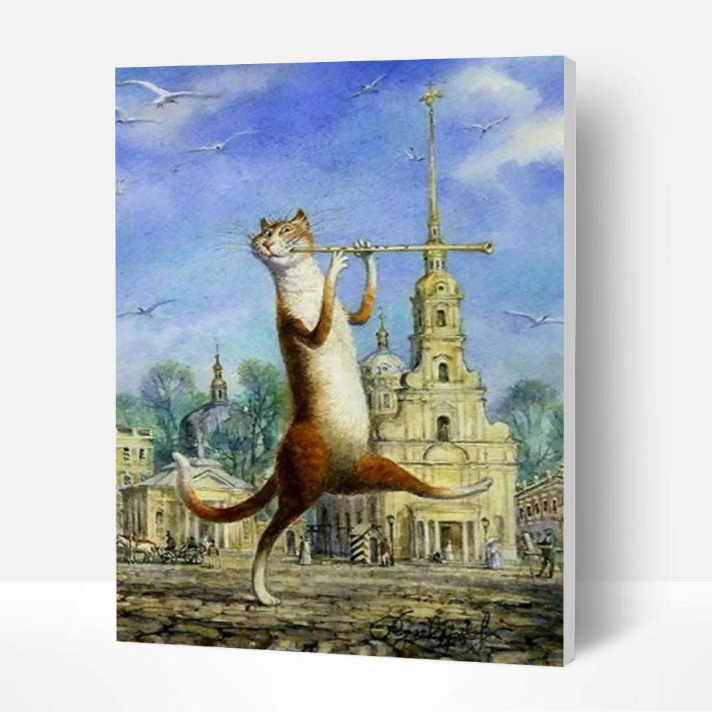 Paint by Numbers Kit - Cat Playing the Flute Deco26