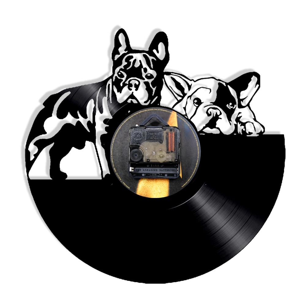 French Bulldog Dog Vinyl Record Wall Clock