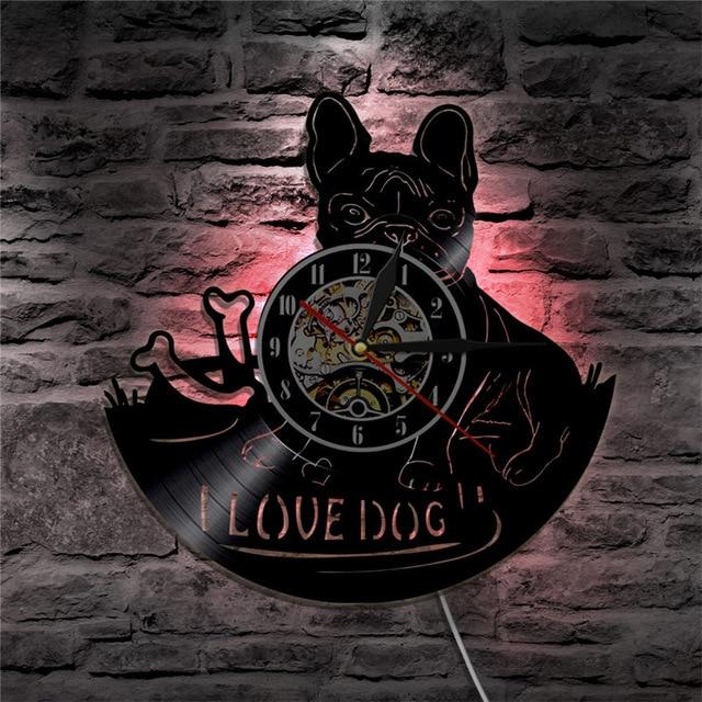 French Bulldog Dog Vinyl Record Wall Clock