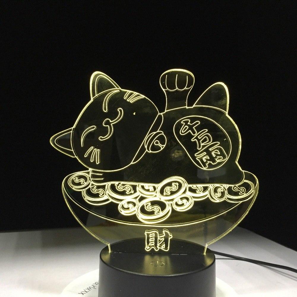 Good Fortune Treasure Cat 3D Lamp