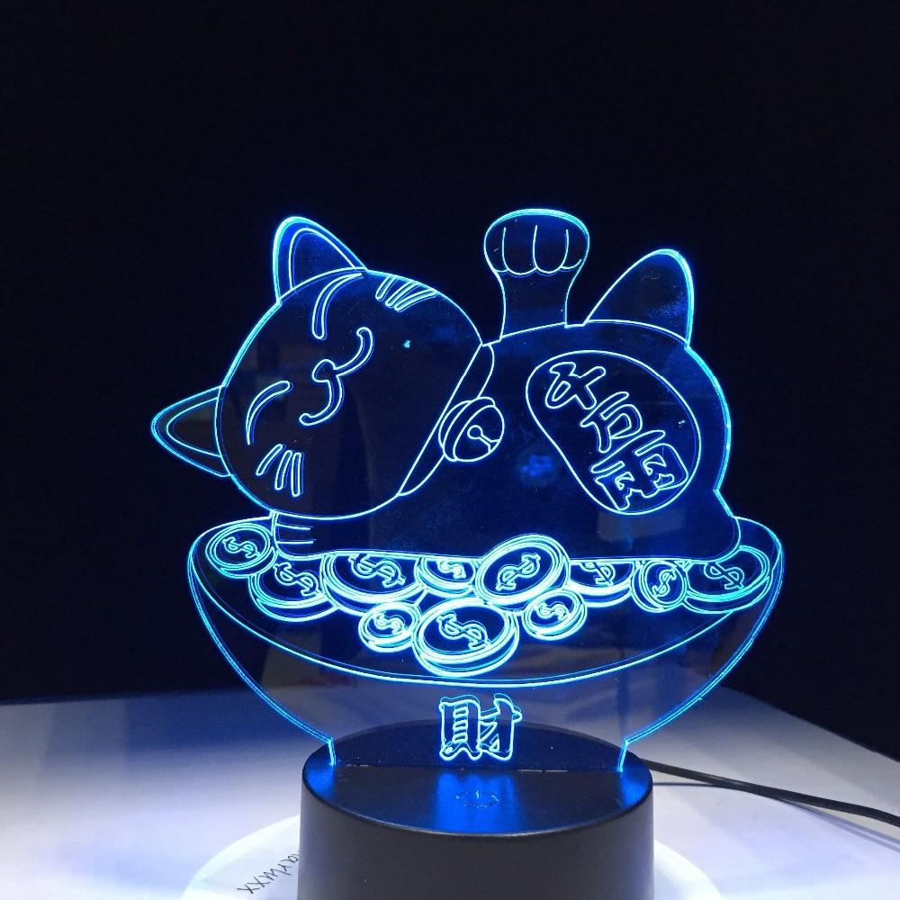 Good Fortune Treasure Cat 3D Lamp