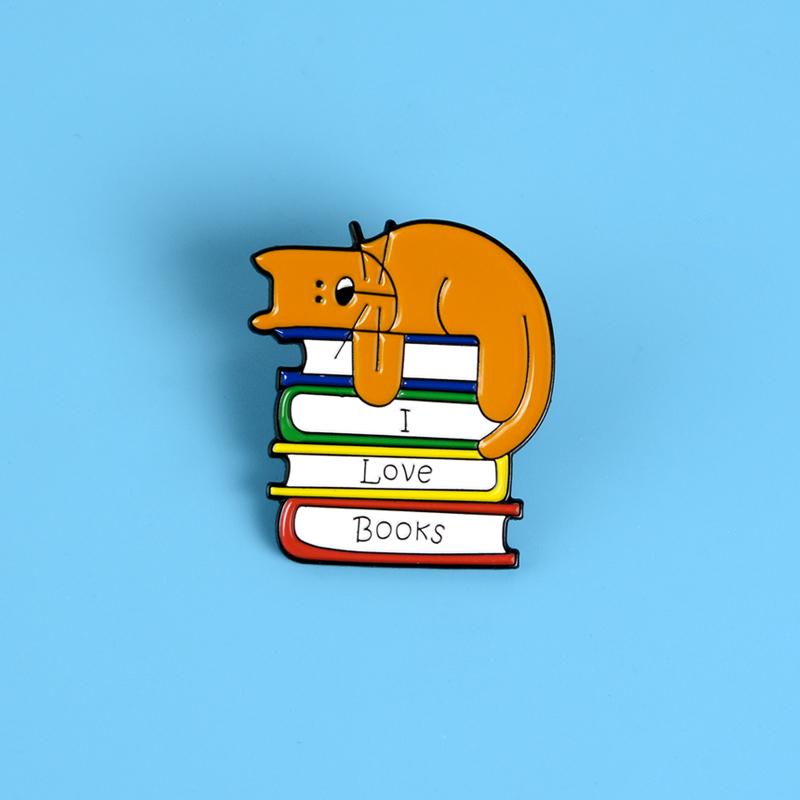 I Love Books Cat Pin