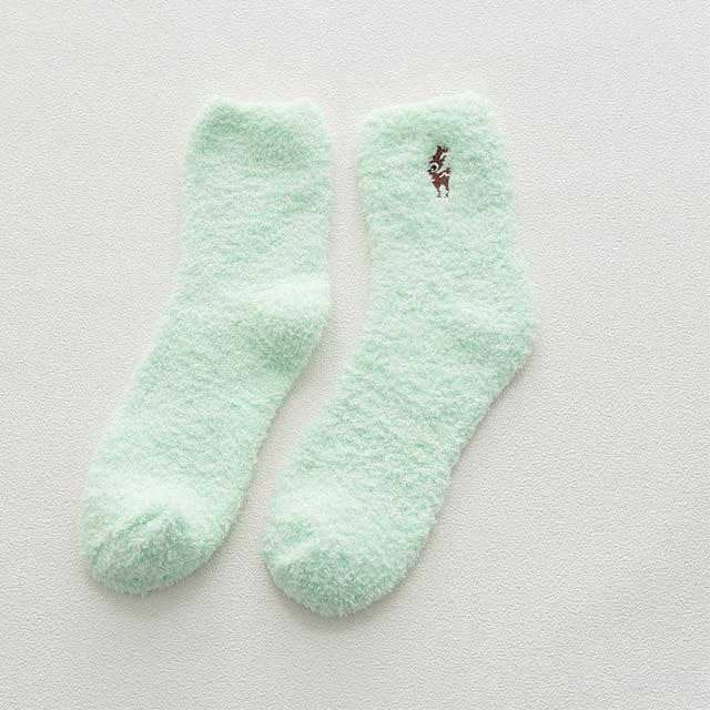 Lovely Embroidered Animal Design Plush Socks