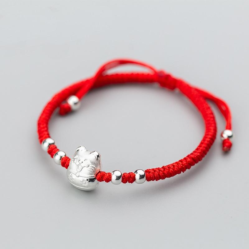 Lucky Cat Beads Red Rope Bracelet