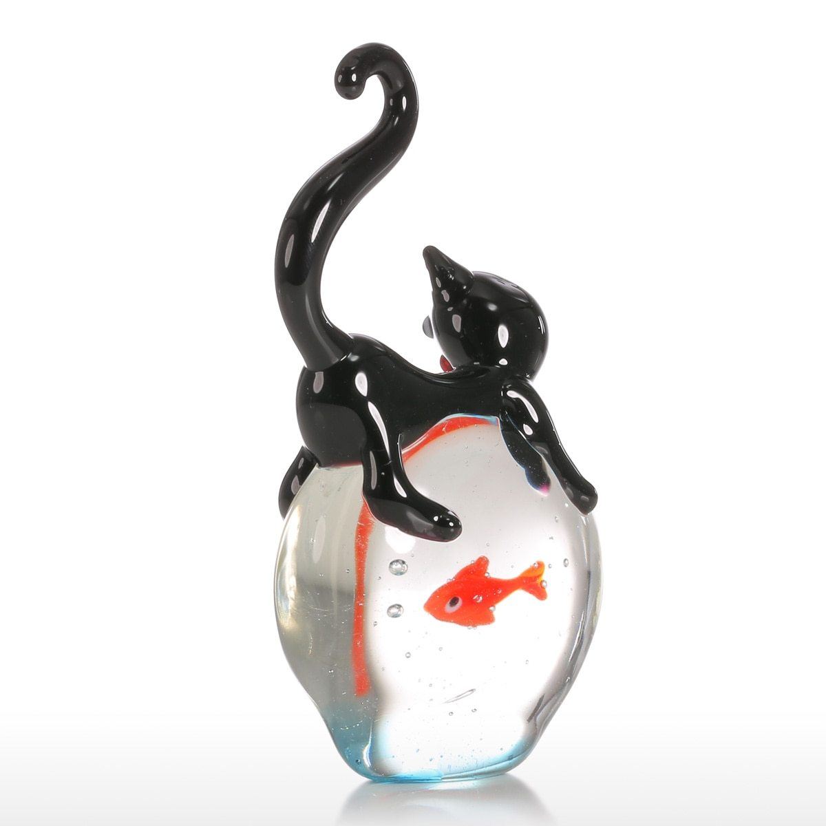 Modern Cat and Goldfish Figurine