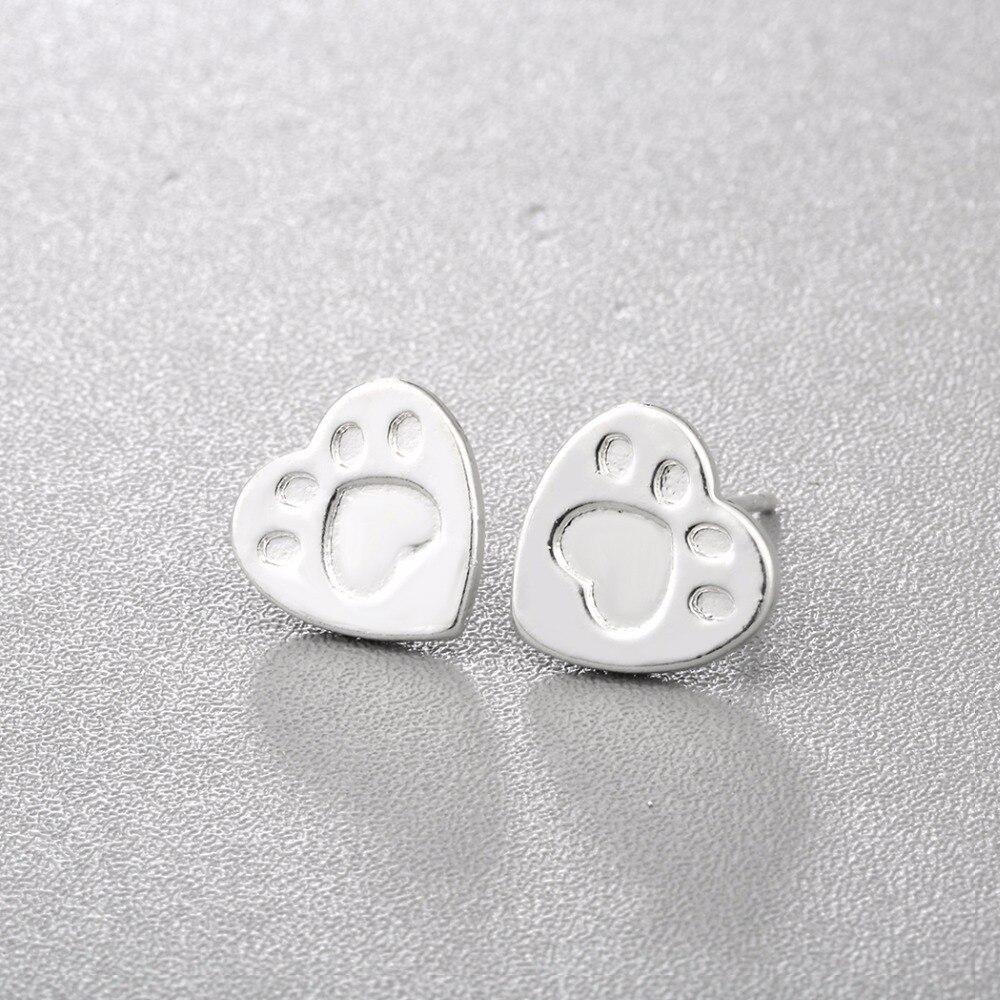 Paw Footprint Heart Earrings