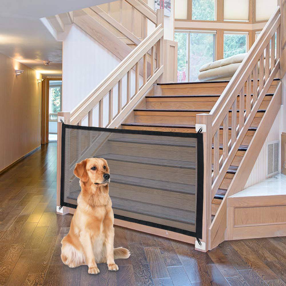 Dog Gate Safety Mesh Gate Easy to Roll and Latch for Stairways, Doorways, Hallways, Patios,Deck and Banisters