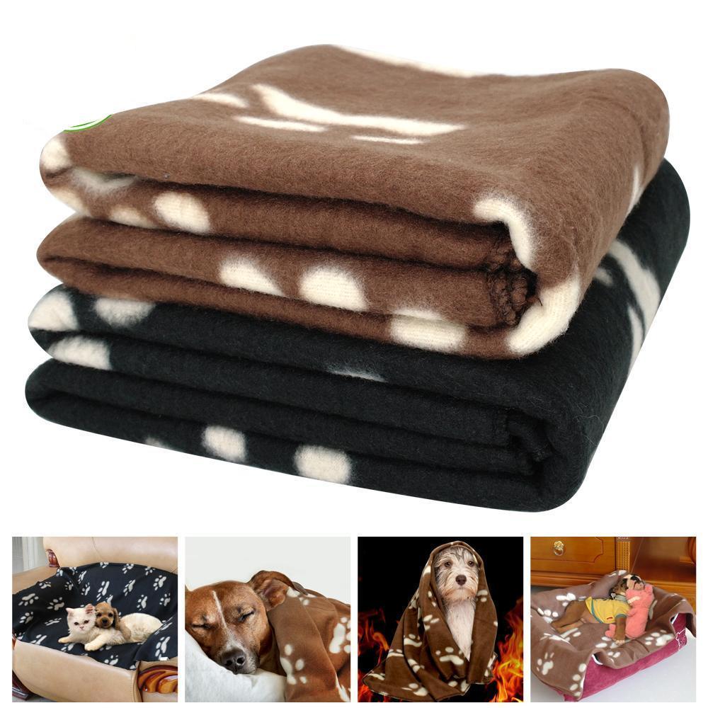 Paw Print Soft Fleece Dog Sleeping Thick Blanket