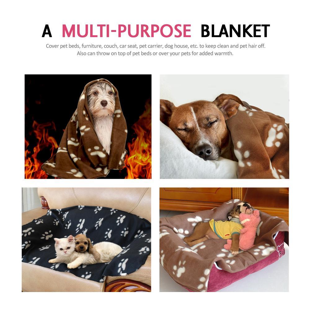 Paw Print Soft Fleece Dog Sleeping Thick Blanket