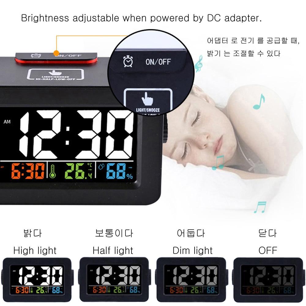 Digital Alarm Clock with Thermometer Hygrometer Humidity Temperature Phone Charger