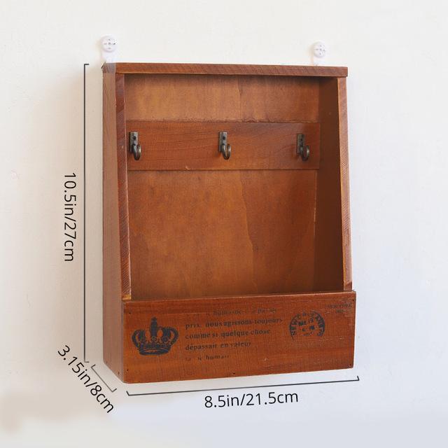 Santos - Hanging Wood Pocket Shelf & Key Hooks