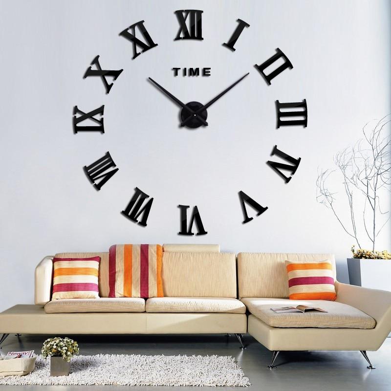 Home Decor Large Roman Mirror Fashion Modern Quartz Clock