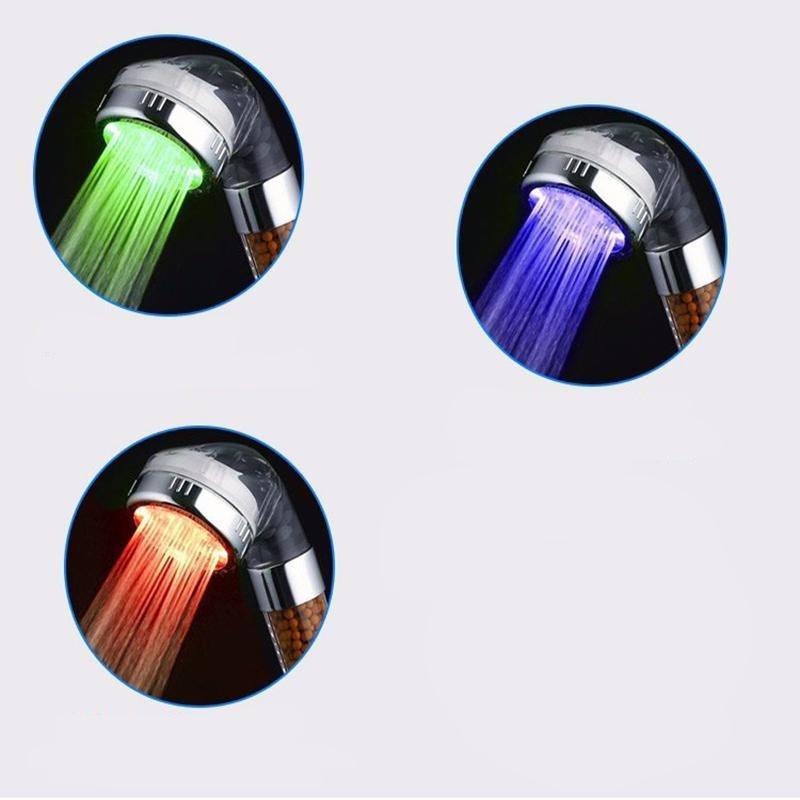 3 Color LED Temperature Sensor Shower Head