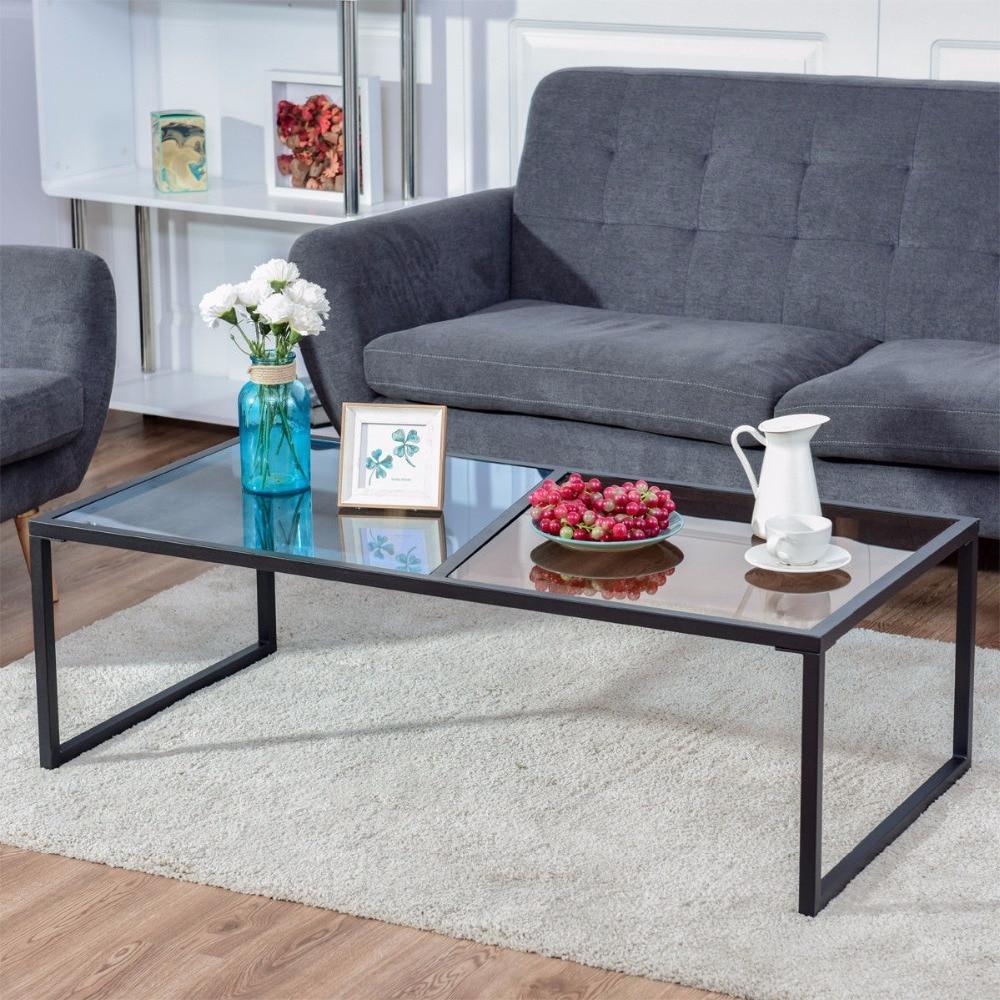 Theo - Rectangle Dual Color Glass Top Coffee Table