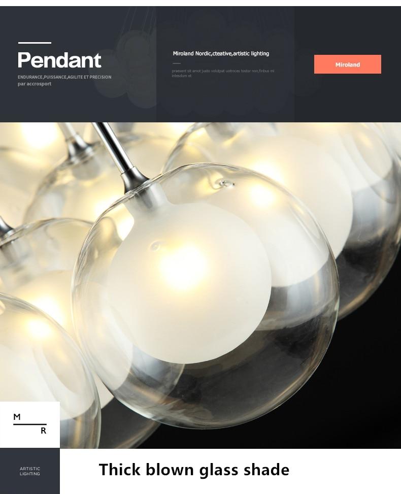 Modern LED Glass Ball Hanging Chandelier