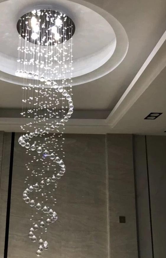 Modern LED Double Spiral Crystal Chandelier