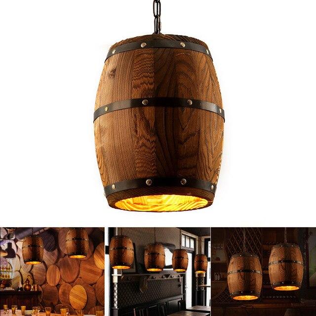 Erato - Hanging Wooden Wine Barrel Light