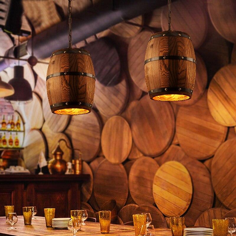Erato - Hanging Wooden Wine Barrel Light