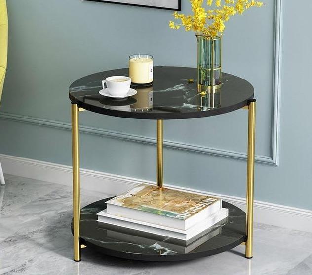 Milton - Wooden Two-Layer Marble Texture Coffee Table