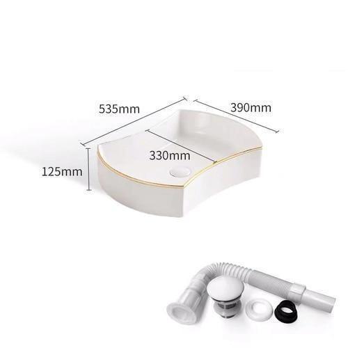 Deon - Ceramic Countertop Bathroom Sink with Pull Out Faucet
