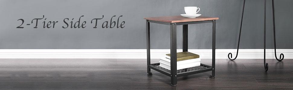 Vernon - Metal Frame Square Double Layer Side Table