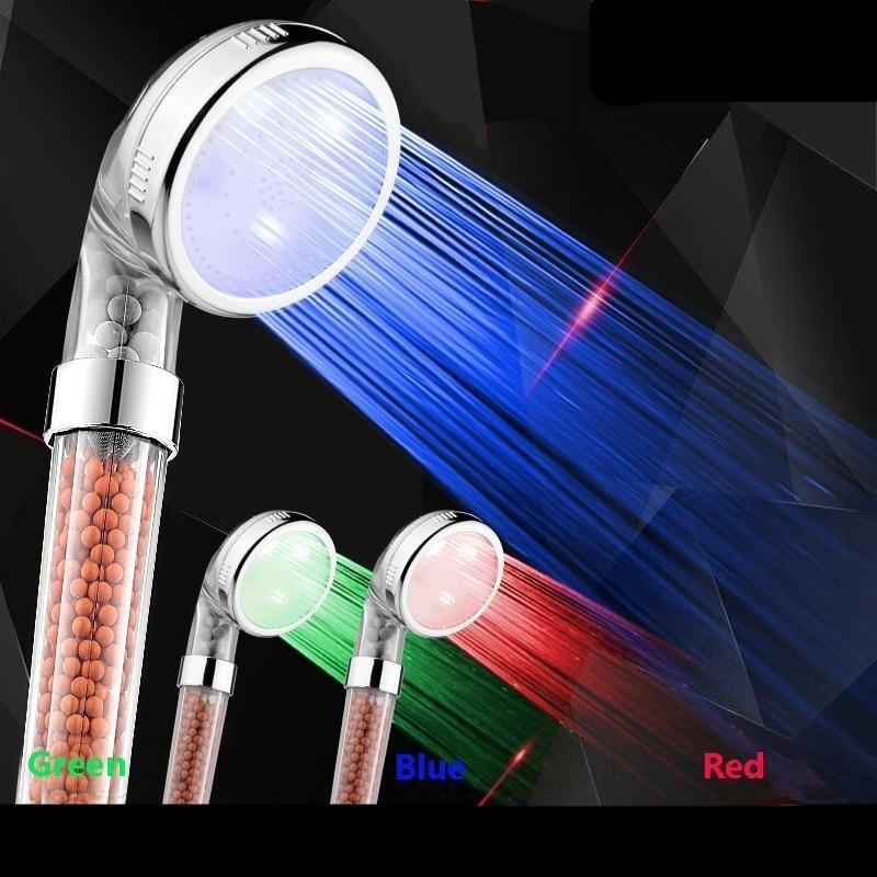 3 Color LED Temperature Sensor Shower Head