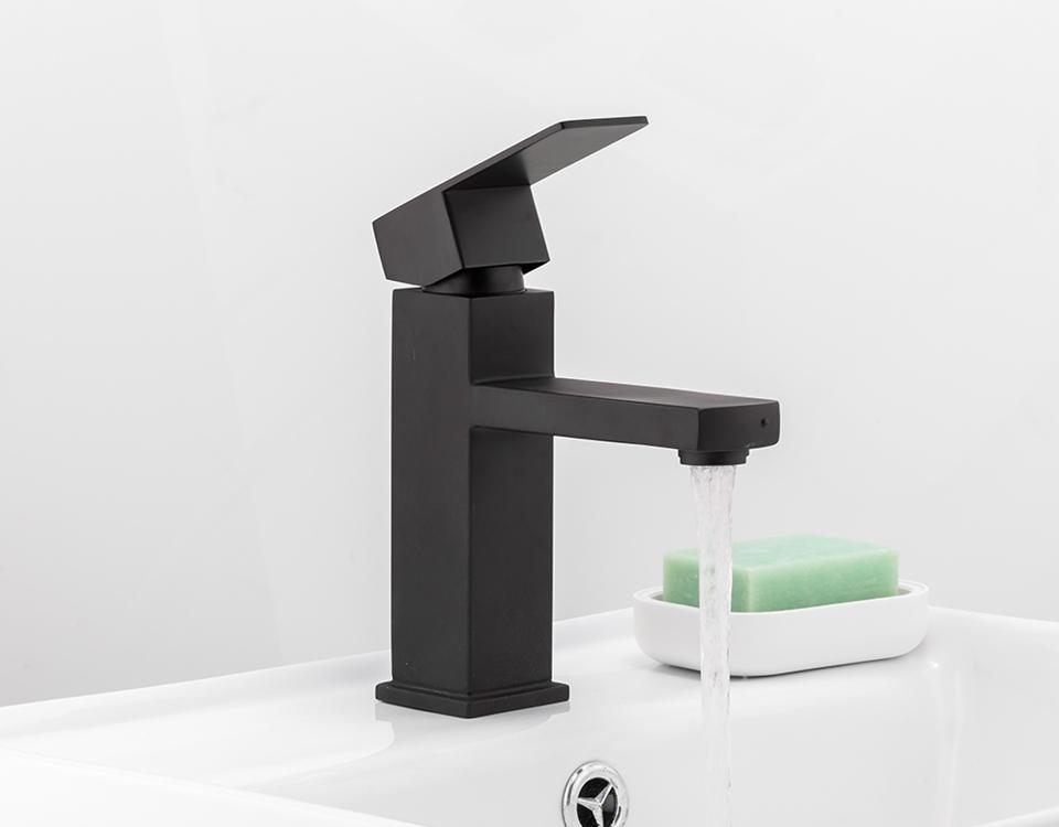 Delmer - Black Stainless Steel Square Bathroom Faucet