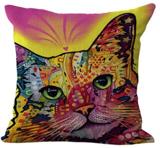 Colored Cat Faces Cushion Cover