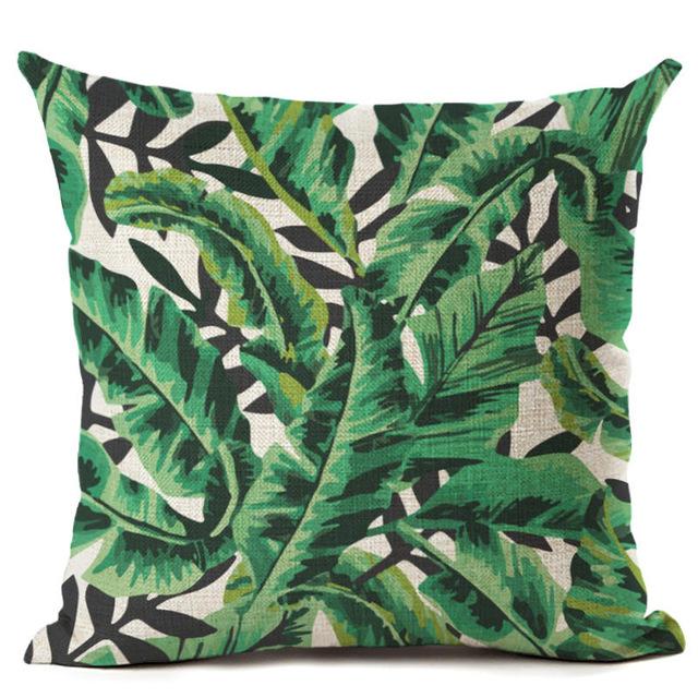 Tropic Plant Leaves Cushion Cover