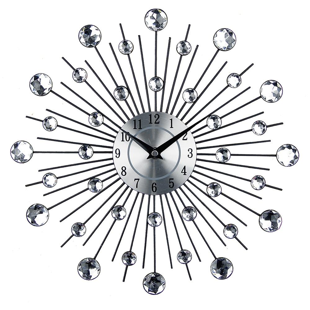 Vintage Metal Art Wall Clock Luxury Diamond Large Wall Watch