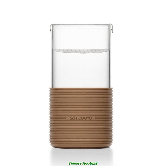 Modern Borosilicate Glass Tea Cup with Stainless Steel Infuser and Heat Proof Silicone Cover 450ml