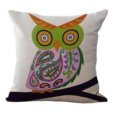 Colorful Owls Cushion Cover A