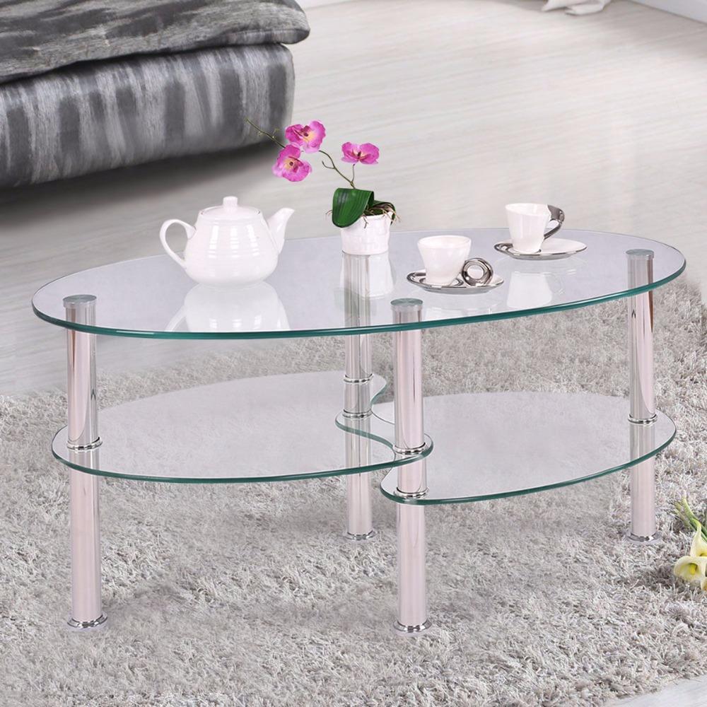 Beatrice - Luxurious Oval Tempered Glass Living Room Coffee Table