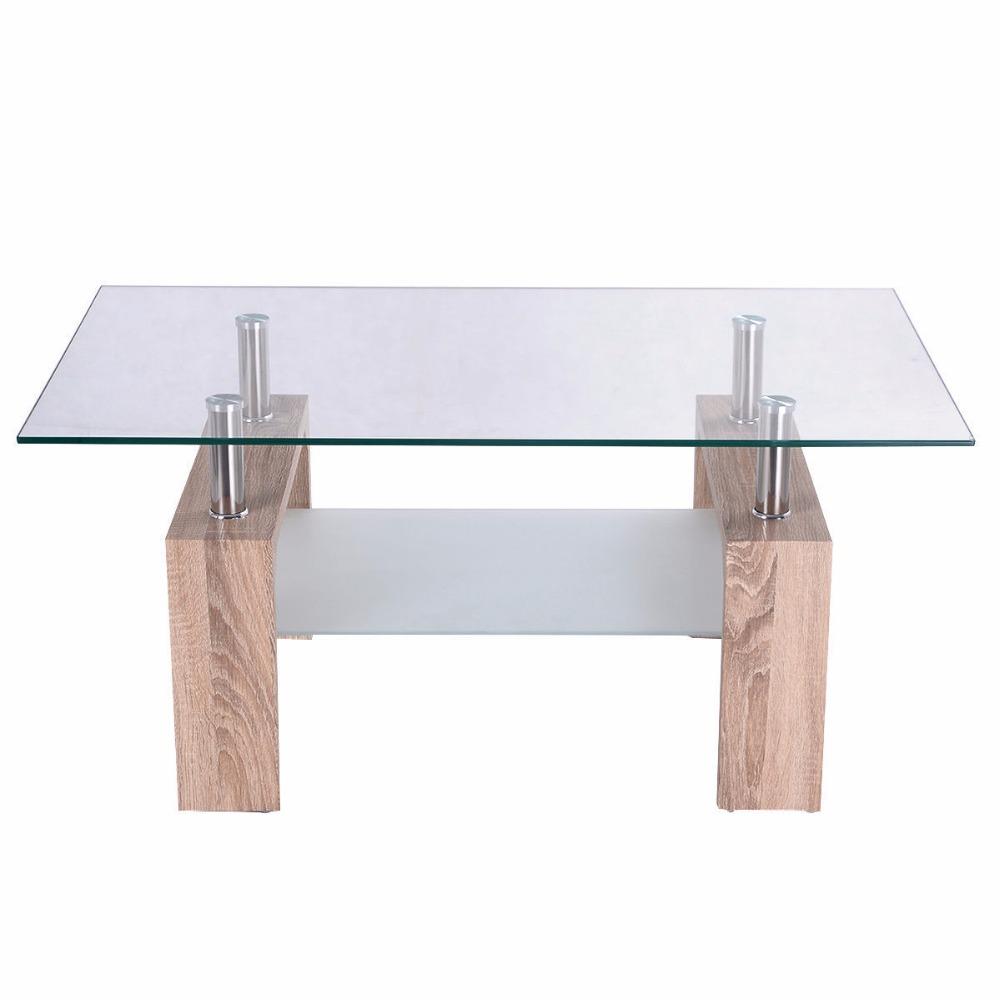 Bertha - Modern Glass Coffee Table with Storage Shelf