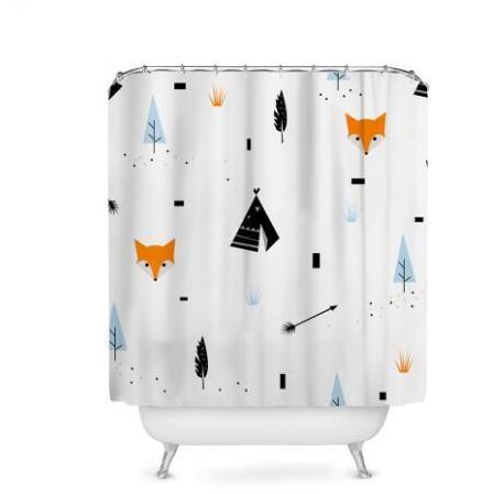 Cartoon Fox Bathroom Decor Shower Curtain