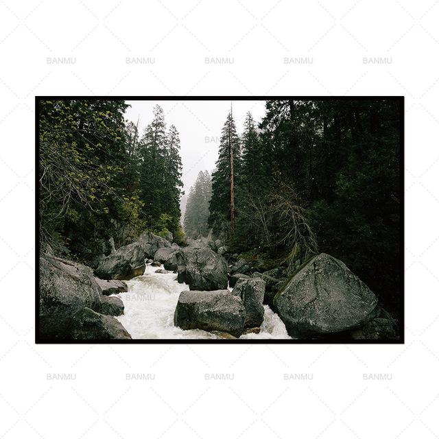 Natural Landscape Wall Decor Rocky Forest Stream