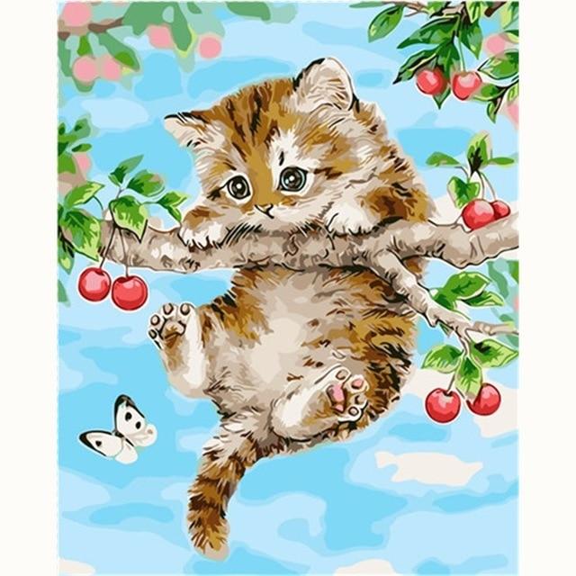 Naughty Cat DIY Paint by Numbers Kit Wall Decor 40x50 CM