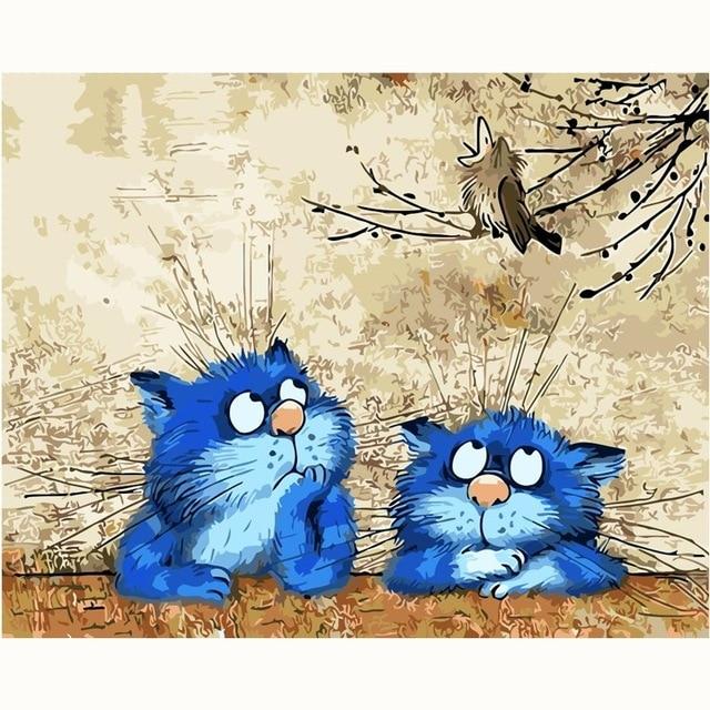 Lovely Cartoon Cat DIY Paint By Numbers Canvas Wall Art 40x50 CM