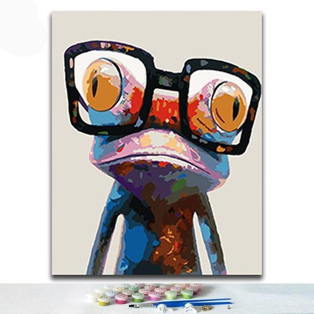 DIY Paint by Numbers Kit Colorful Frog Canvas Wall Art 40x50 CM