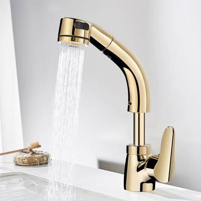 Berta - Pull Out Chrome Finish Bathroom Sink Faucet