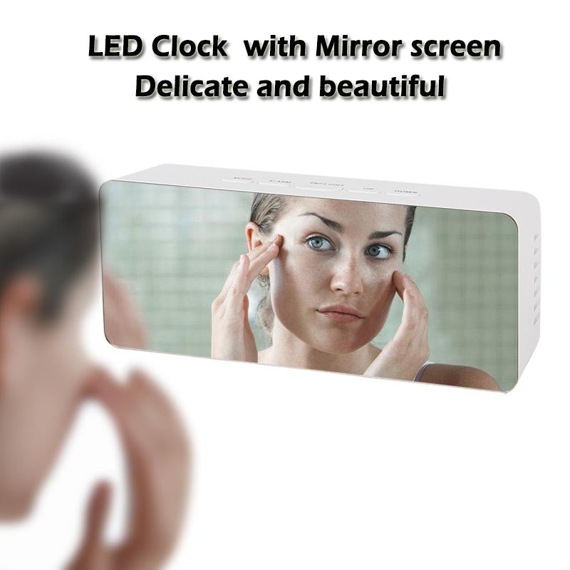 Digital Mirror LED Alarm Clock Night Lights Thermometer