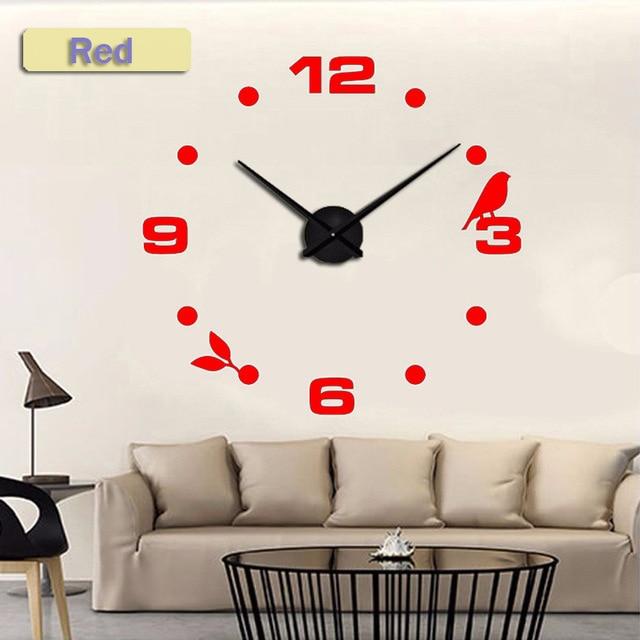 New Modern DIY Black Cat Bird Quartz Wall Clock