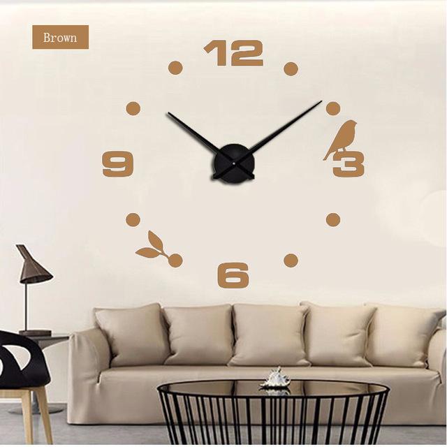 New Modern DIY Black Cat Bird Quartz Wall Clock