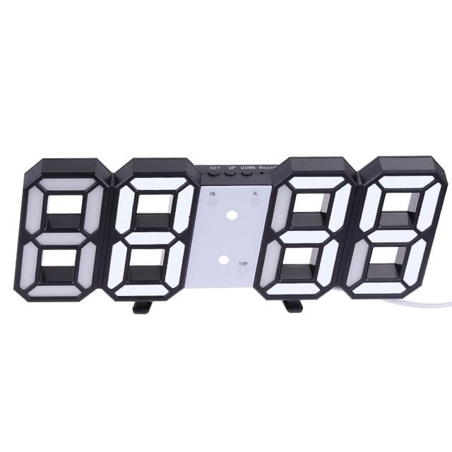 3D Large LED Digital Wall Clock Date Time Celsius Nightlight Display